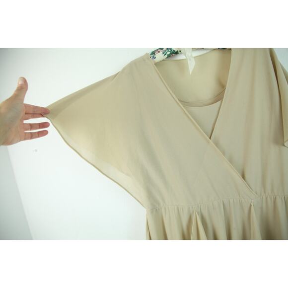 Vintage Size 14 Dress 70s Boho Feminine Romantic Ruffle Ethereal Neutral Fairy - Picture 3 of 16